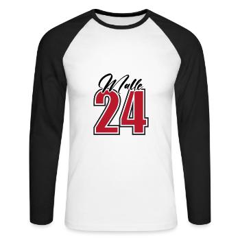 Malle 24 - Unisex Baseballshirt langarm - Weiß/Schwarz - Vorne - Nik (191cm)