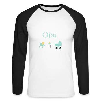 Opa Geburt Junge Vorlage personalisierbar - Unisex Baseballshirt langarm - Weiß/Schwarz - Vorne - Nik (191cm)
