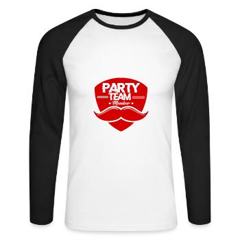 Party Team Member - Unisex Baseballshirt langarm - Weiß/Schwarz - Vorne - Nik (191cm)
