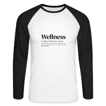 Wellness Definition Ruhe Entspannung Deko - Unisex Baseballshirt langarm - Weiß/Schwarz - Vorne - Nik (191cm)