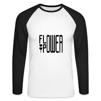 FLOWER POWER - Unisex Long Sleeve Baseball T-Shirt - white/black - Front - Nik (191cm)