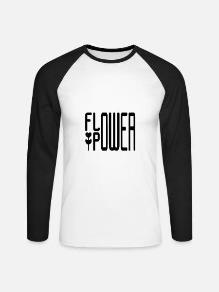 FLOWER POWER - Unisex Long Sleeve Baseball T-Shirt - white/black