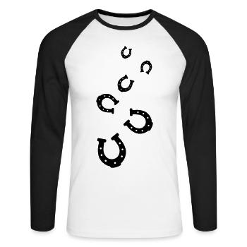 Hufeisen Icon - Unisex Baseballshirt langarm - Weiß/Schwarz - Vorne - Nik (191cm)