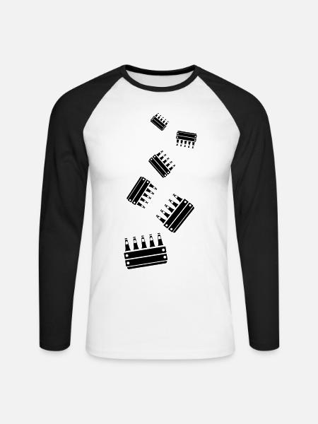 Bierflasche Kiste - Unisex Baseballshirt langarm - Weiß/Schwarz