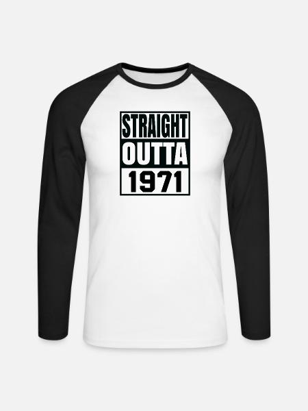 Straight Outta 1971 - Unisex Baseballshirt langarm - Weiß/Schwarz