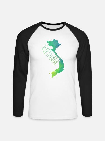 Vietnam - Unisex Baseballshirt langarm - Weiß/Schwarz