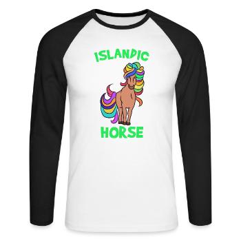 Horse Love Pony Icelandic Horses Icelandic Pony Saying - Unisex Long Sleeve Baseball T-Shirt - white/black - Front - Nik (191cm)