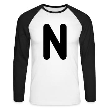 n - Unisex Baseballshirt langarm - Weiß/Schwarz - Vorne - Nik (191cm)