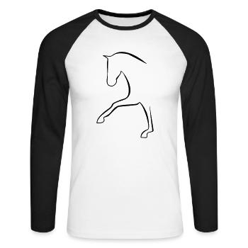 Dressurpferd - Unisex Baseballshirt langarm - Weiß/Schwarz - Vorne - Nik (191cm)