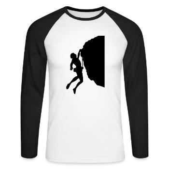 Escalade # 4 - T-shirt baseball manches longues Homme - blanc/noir - Devant - Nik (191cm)