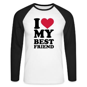 Best friend - Unisex Baseballshirt langarm - Weiß/Schwarz - Vorne - Nik (191cm)