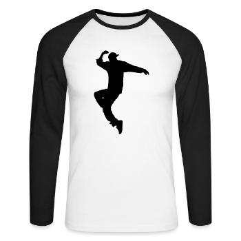 hip hop dancer - T-shirt baseball manches longues Homme - blanc/noir - Devant - Nik (191cm)