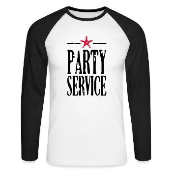 Partyservice / Party service (2c) - Unisex Baseballshirt langarm - Weiß/Schwarz - Vorne - Nik (191cm)