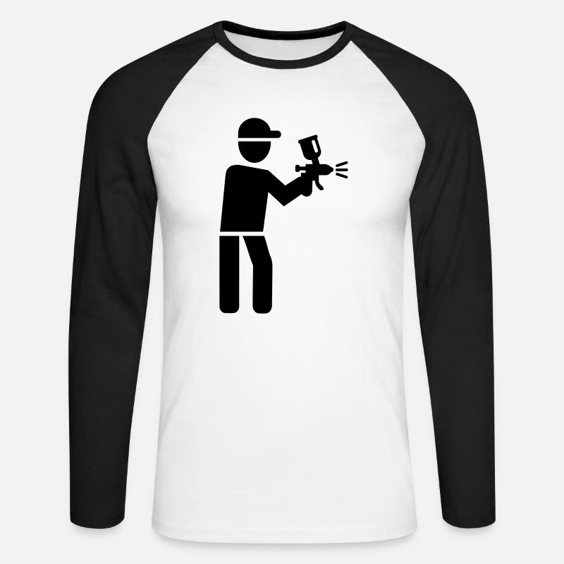 Lackierer - Unisex Baseballshirt langarm - Weiß/Schwarz