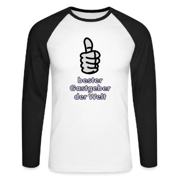 Vektorgrafik bester Gastgeber der Welt - Unisex Baseballshirt langarm - Weiß/Schwarz - Vorne - Nik (191cm)