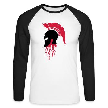sparta_helm_blood - Unisex Long Sleeve Baseball T-Shirt - white/black - Front - Nik (191cm)