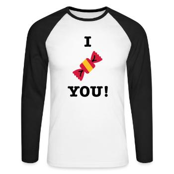 I love you candy candy saying - Unisex Long Sleeve Baseball T-Shirt - white/black - Front - Nik (191cm)