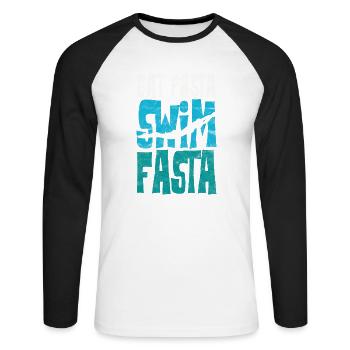 Funny Swimming Swim Team - Unisex Long Sleeve Baseball T-Shirt - white/black - Front - Nik (191cm)