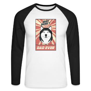 Best Siberian Husky Dad Ever I Husky Lover - Unisex Long Sleeve Baseball T-Shirt - white/black - Front - Nik (191cm)