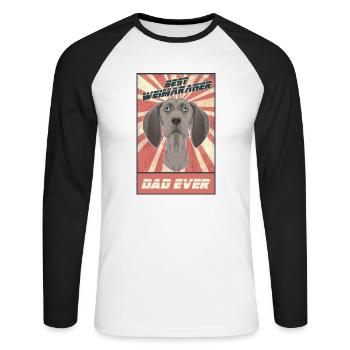 Meilleur père Weimaraner de tous les temps I Weimaraner Lover - T-shirt baseball manches longues Homme - blanc/noir - Devant - Nik (191cm)