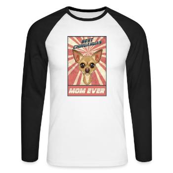Best Chihuahua Mom Ever I Chihuahua Lover - Unisex Long Sleeve Baseball T-Shirt - white/black - Front - Nik (191cm)
