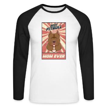 Meilleure maman Pitbull Ever I Pitbull Lover - T-shirt baseball manches longues Homme - blanc/noir - Devant - Nik (191cm)