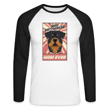 Meilleure maman Rottweiler de tous les temps I Rottweiler Lover - T-shirt baseball manches longues Homme - blanc/noir - Devant - Nik (191cm)