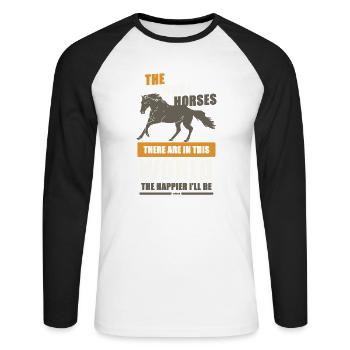 Cheval Enfants Filles Amoureux des chevaux - T-shirt baseball manches longues Homme - blanc/noir - Devant - Nik (191cm)