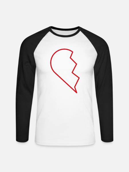 halbes Herz (1/2) - Geschenkidee - Soulmate - Unisex Baseballshirt langarm - Weiß/Schwarz