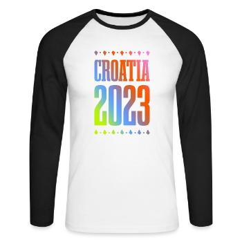 Croatia 2023 - Unisex Long Sleeve Baseball T-Shirt - white/black - Front - Nik (191cm)
