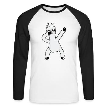Drôle de Dabbing Dab Dance Llama Cool Lunettes de soleil - T-shirt baseball manches longues Homme - blanc/noir - Devant - Nik (191cm)