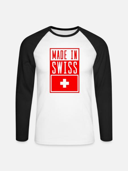 swiss made in 2 - Unisex Baseballshirt langarm - Weiß/Schwarz