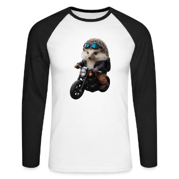 Herisson motard - T-shirt baseball manches longues Homme - blanc/noir - Devant - Nik (191cm)