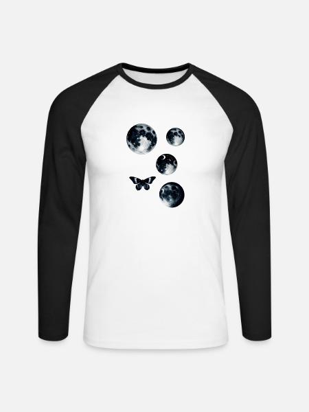 planeten,schmetterling,mond,illustration,planet - Unisex Baseballshirt langarm - Weiß/Schwarz
