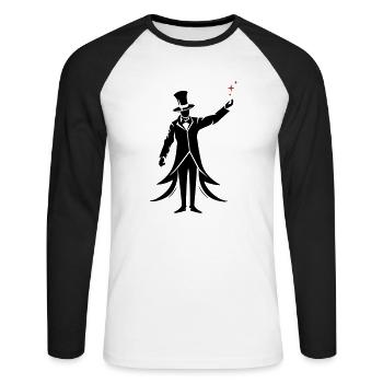 magicien silhouette sorcier - T-shirt baseball manches longues Homme - blanc/noir - Devant - Nik (191cm)