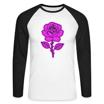 Rose Contour - T-shirt baseball manches longues Homme - blanc/noir - Devant - Nik (191cm)