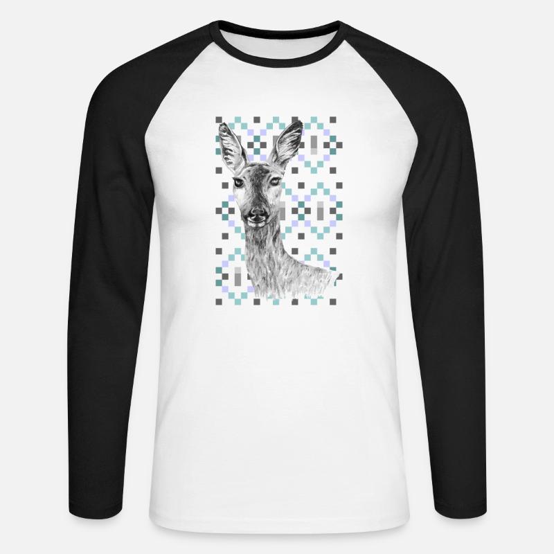 capriolo - Maglia da baseball a manica lunga da uomo - bianco/nero