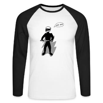 Hobby biker - Unisex Long Sleeve Baseball T-Shirt - white/black - Front - Nik (191cm)