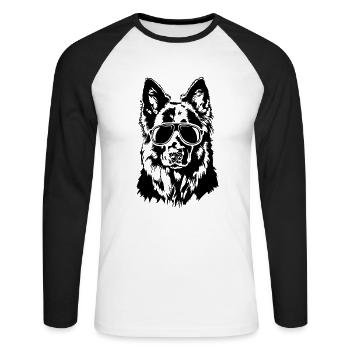 German Shepherd Cool Dogs Portrait Wilsigns - Unisex Long Sleeve Baseball T-Shirt - white/black - Front - Nik (191cm)