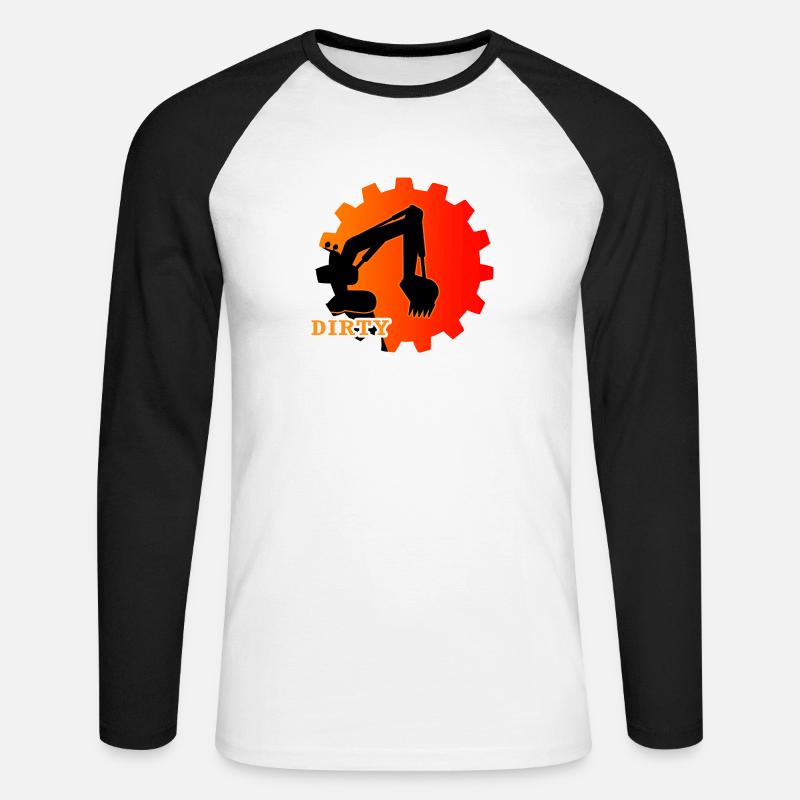 Bagger Baggerfahrer "dirty" Baggerschaufel - Unisex Baseballshirt langarm - Weiß/Schwarz