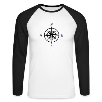 Boussole marin nautique survivant de la côte cadeau - T-shirt baseball manches longues Homme - blanc/noir - Devant - Nik (191cm)