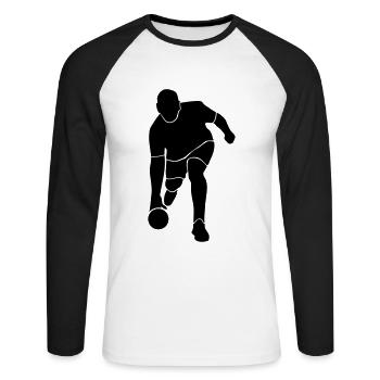 Kegeln - Kegler - Bowling - Unisex Baseballshirt langarm - Weiß/Schwarz - Vorne - Nik (191cm)