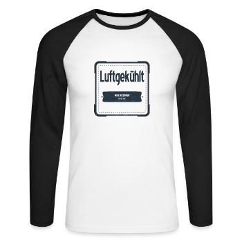 Luftgekühlt Made in Germany USED LOOK - Unisex Baseballshirt langarm - Weiß/Schwarz - Vorne - Nik (191cm)