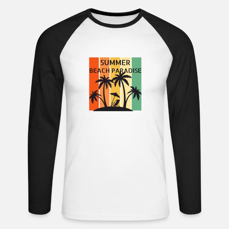 Summerbeach - Unisex Baseballshirt langarm - Weiß/Schwarz