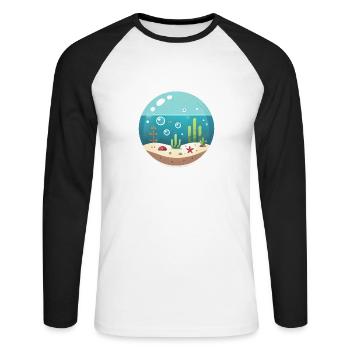 Unterwasserblase - Unisex Baseballshirt langarm - Weiß/Schwarz - Vorne - Nik (191cm)