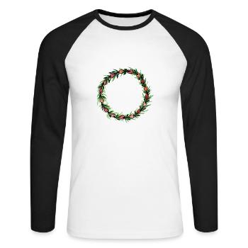 Blumenkranz Herz Blume - Unisex Baseballshirt langarm - Weiß/Schwarz - Vorne - Nik (191cm)
