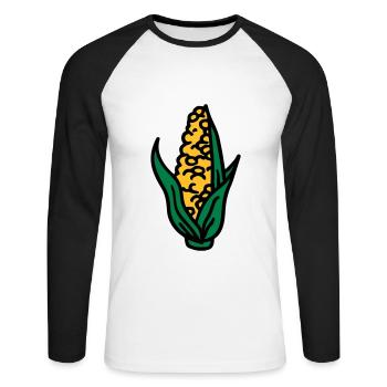 Corn corn corn cob corncob - Unisex Long Sleeve Baseball T-Shirt - white/black - Front - Nik (191cm)