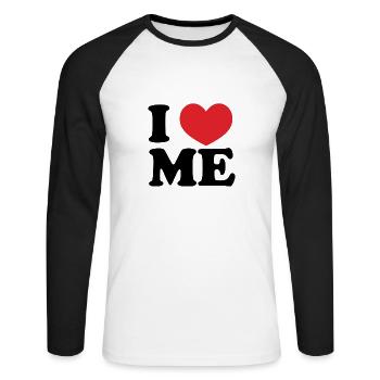 I Love Me - Unisex Long Sleeve Baseball T-Shirt - white/black - Front - Nik (191cm)