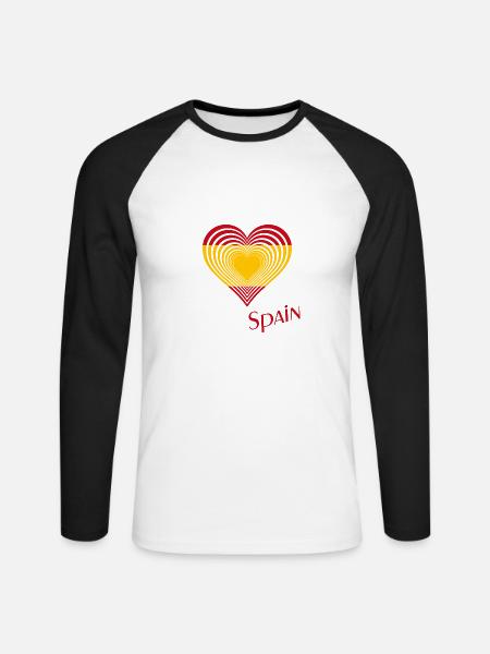 Spanien Spain - Unisex Baseballshirt langarm - Weiß/Schwarz