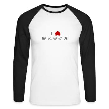 I hate Bacon - Unisex Long Sleeve Baseball T-Shirt - white/black - Front - Nik (191cm)